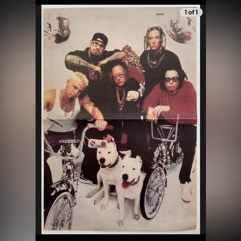 Korn Band Pinup centerfold with Bicycles and Dogs